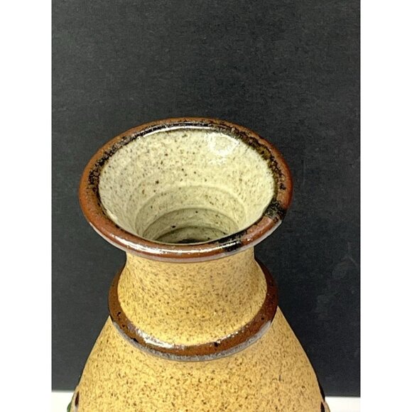 Tonala Signed Art Pottery Flower Vase 6" Hand Painted Brown Floral Vase - Picture 4 of 9